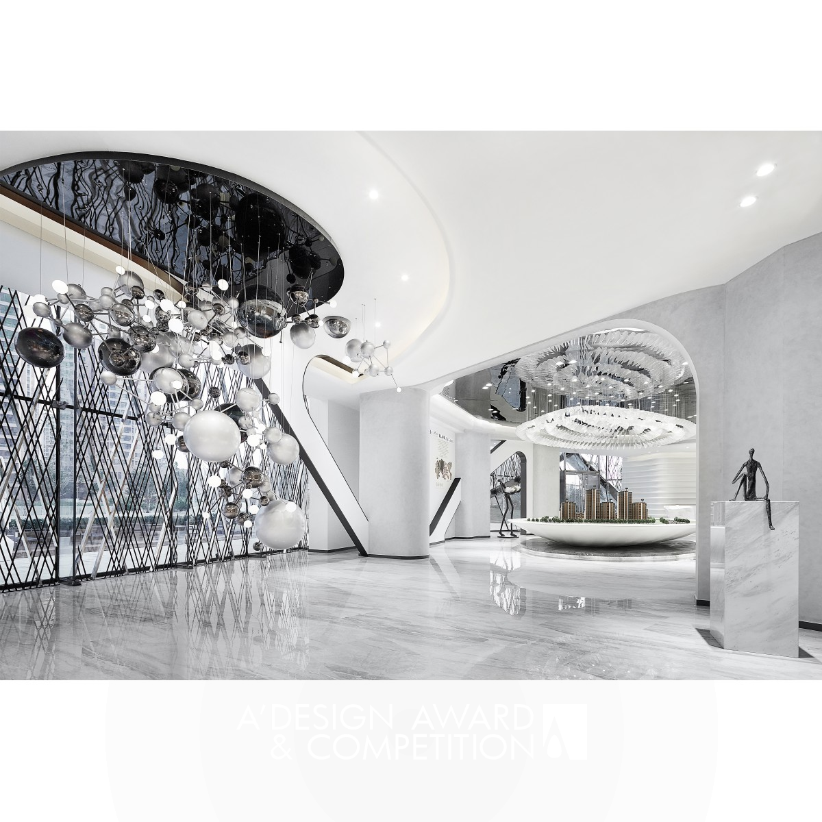 Sky Mirror Sales Office by NNS Design Golden Interior Space and Exhibition Design Award Winner 2020 