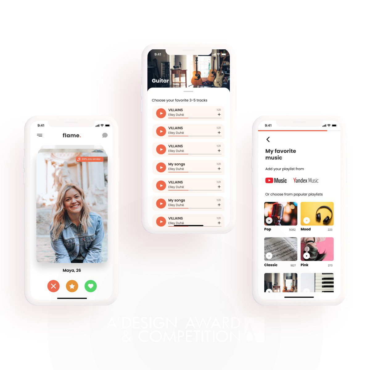 Flame Dating Mobile Application by Artur Konariev Iron Mobile Technologies, Applications and Software Design Award Winner 2020 