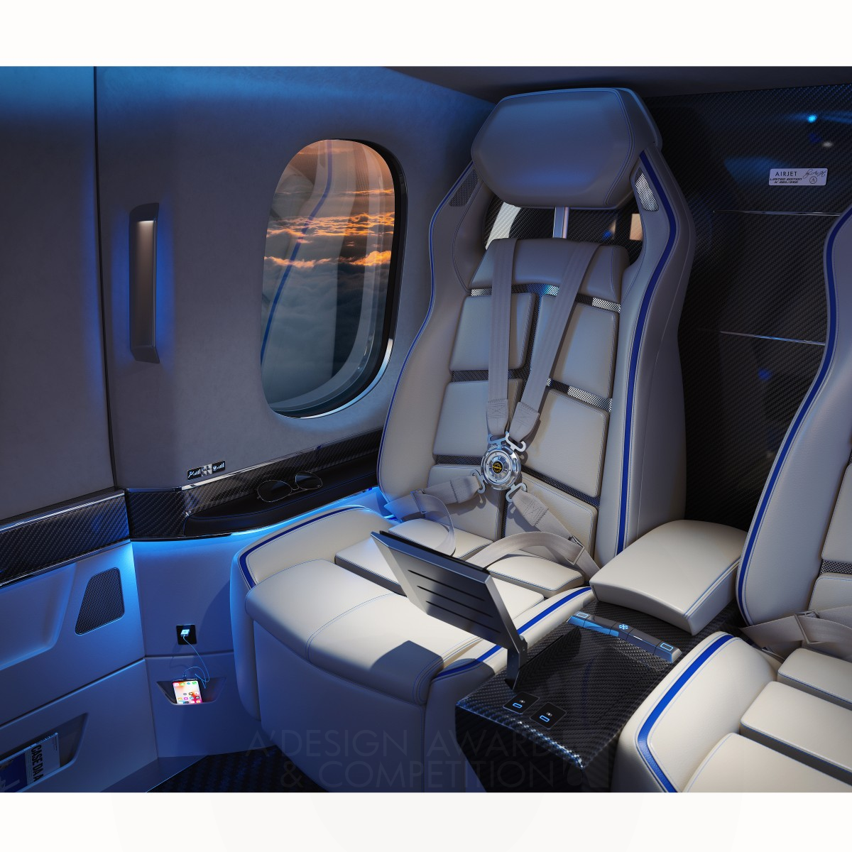 Private Helicopter Aircraft Interior by Jean-Pierre Alfano Golden Vehicle, Mobility and Transportation Design Award Winner 2020 