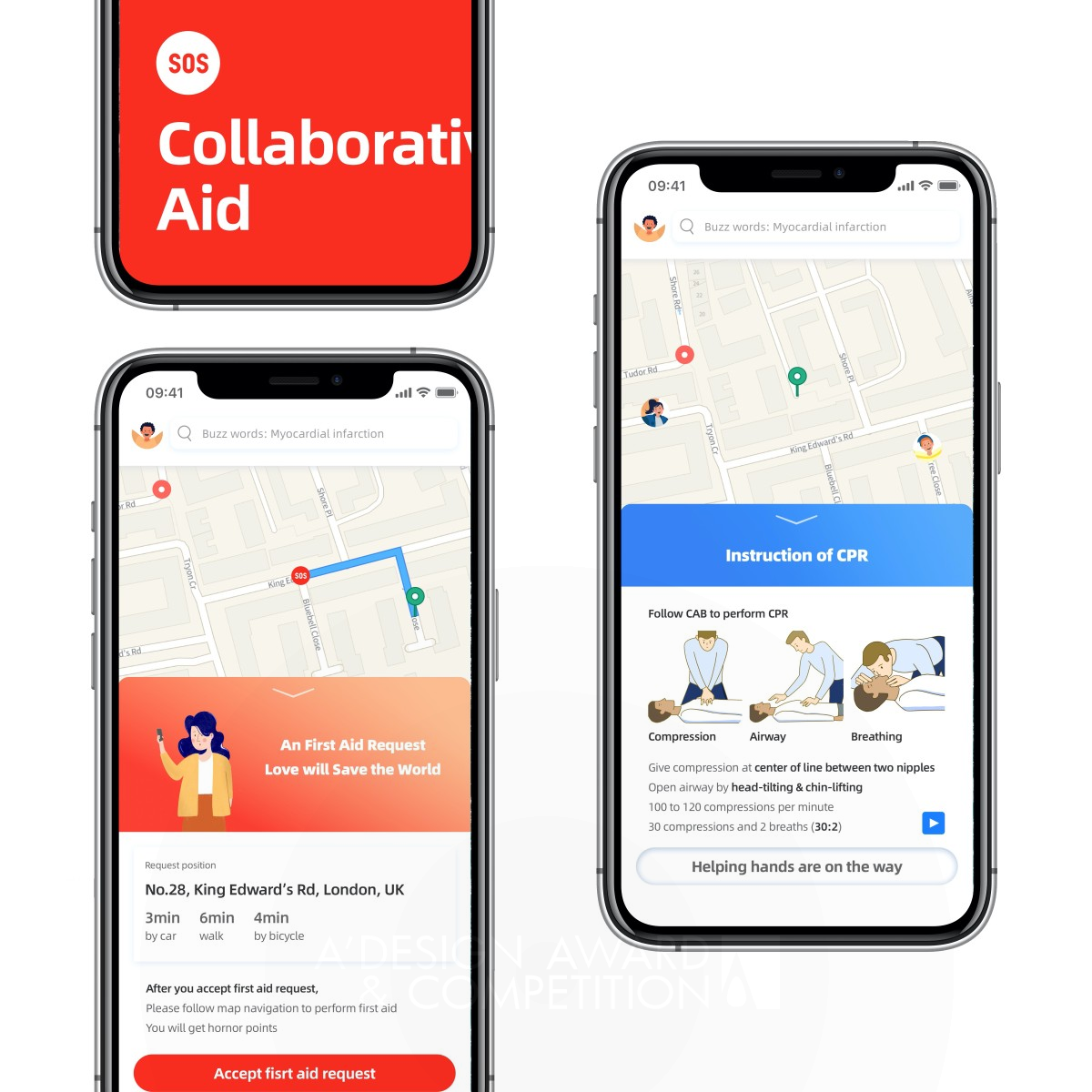 Collaborative Aid Mobile Application by Pengfei Wang Silver Interface, Interaction and User Experience Design Award Winner 2021 