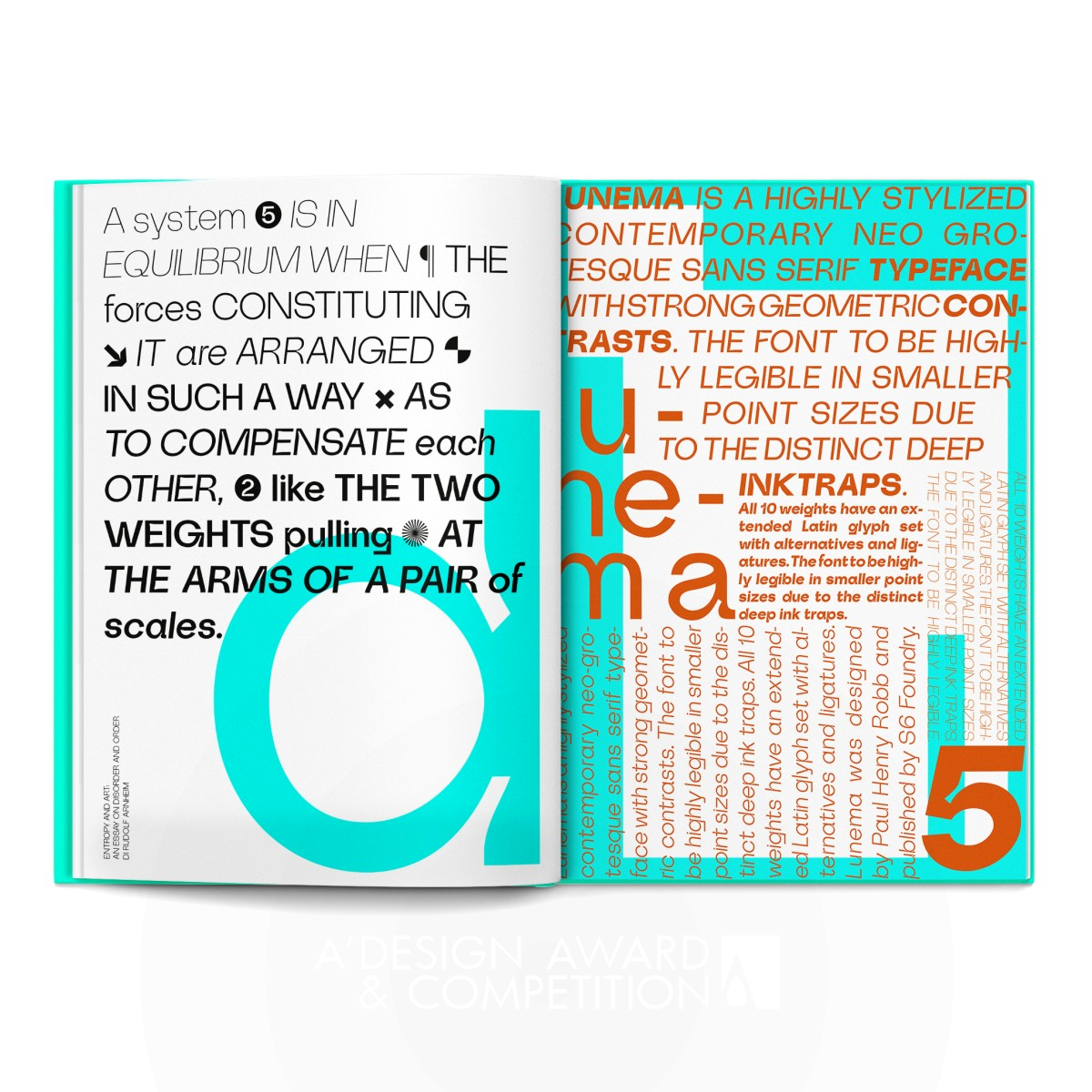 Lunema Specimen Typeface Book by Paul Robb Silver Graphics, Illustration and Visual Communication Design Award Winner 2021 