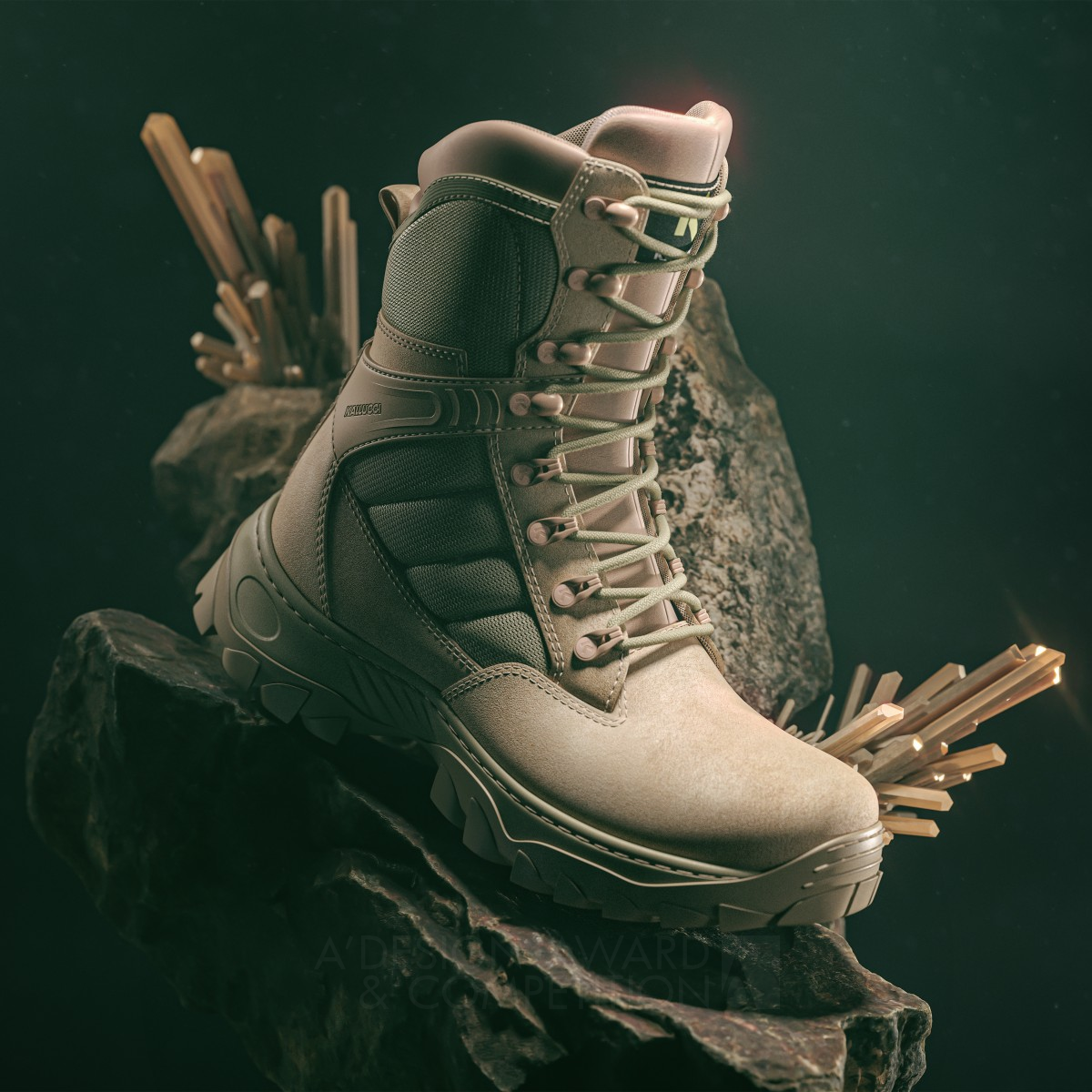 Kallucci Boot 3D Key Art by Mateus Morgan de Aguiar Golden Computer Graphics, 3D Modeling, Texturing, and Rendering Design Award Winner 2021 