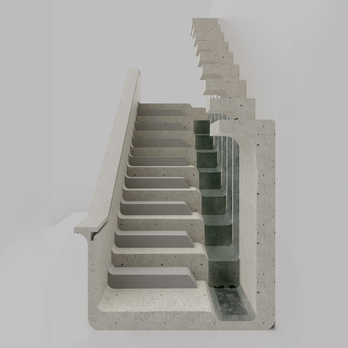 Karst Water Filtration Staircase by Chi-Hao Chiang Bronze Building Materials and Construction Components Design Award Winner 2022 