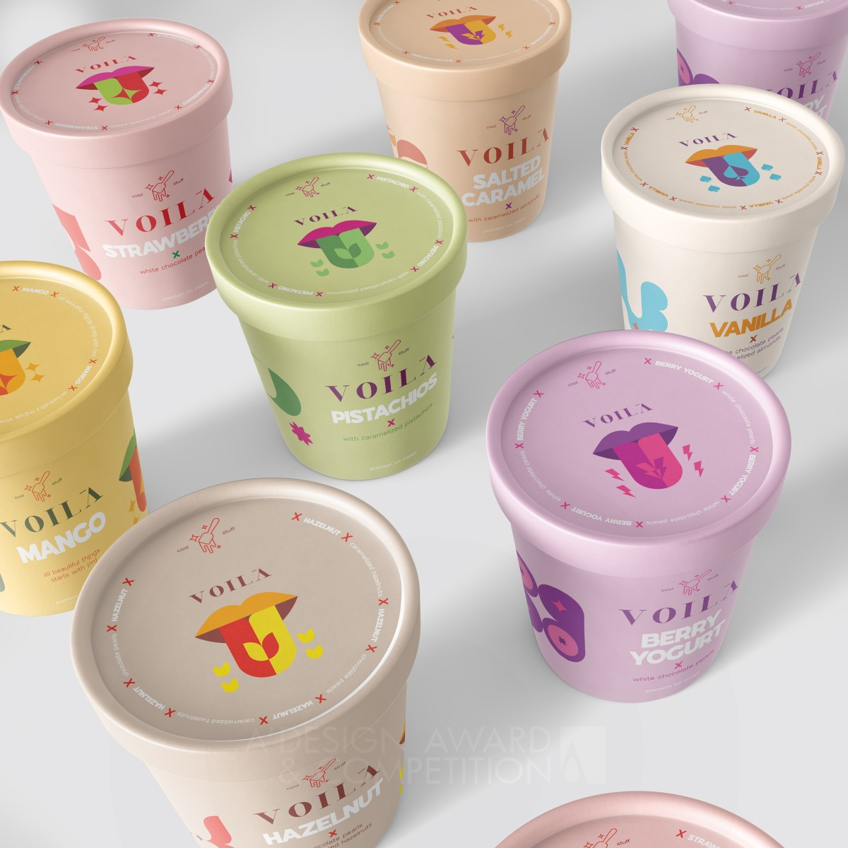 Voila Cool Stuff Ice Cream Packaging by Kamal Rizk - Bold Branding Iron Packaging Design Award Winner 2022 