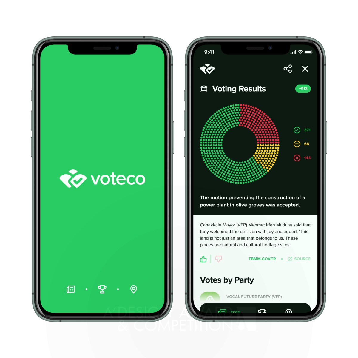 Voteco Mobile Application by Ata Sevinc Iron Mobile Technologies, Applications and Software Design Award Winner 2022 