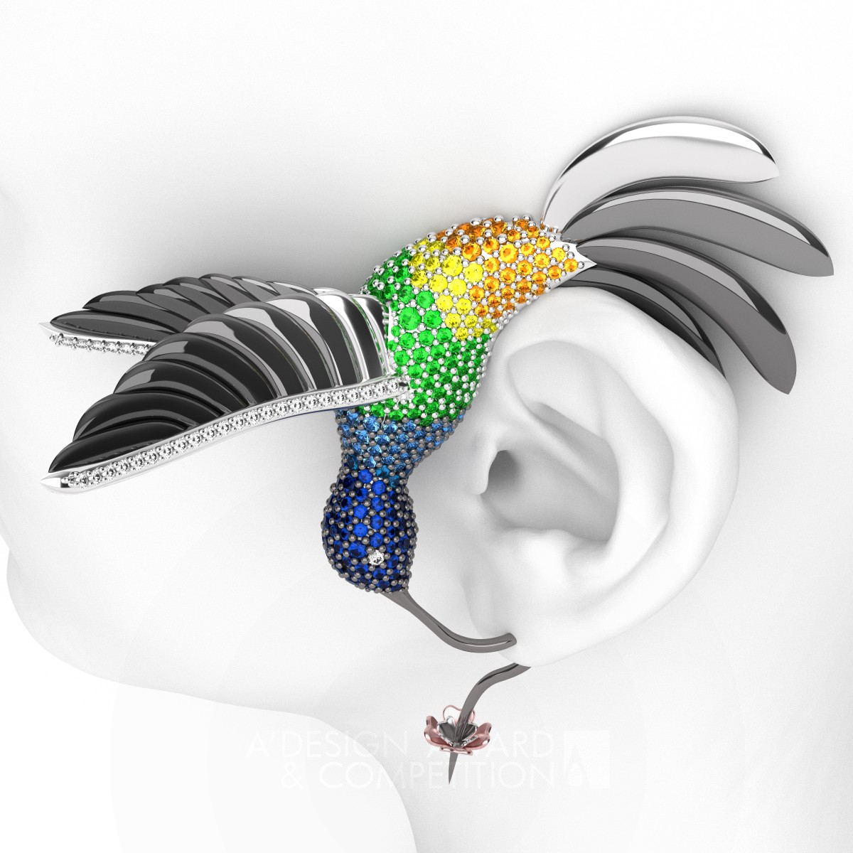 The Hummingbird Single Earring by Eleonora Federici Iron Jewelry Design Award Winner 2022 