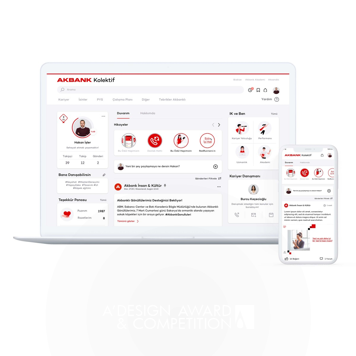 Kolektif Employee Platform by Akbank Design Studio Golden Website and Web Design Award Winner 2022 