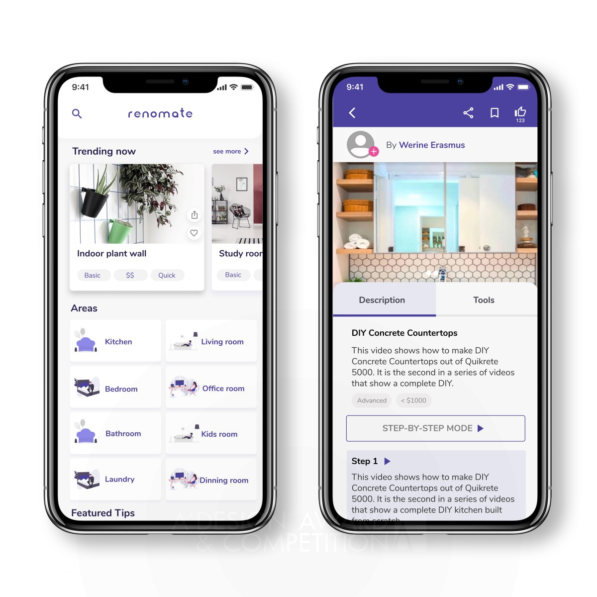 Renomate Mobile Application by Negar Kamyar and Behzad Banikarimi Bronze Mobile Technologies, Applications and Software Design Award Winner 2022 