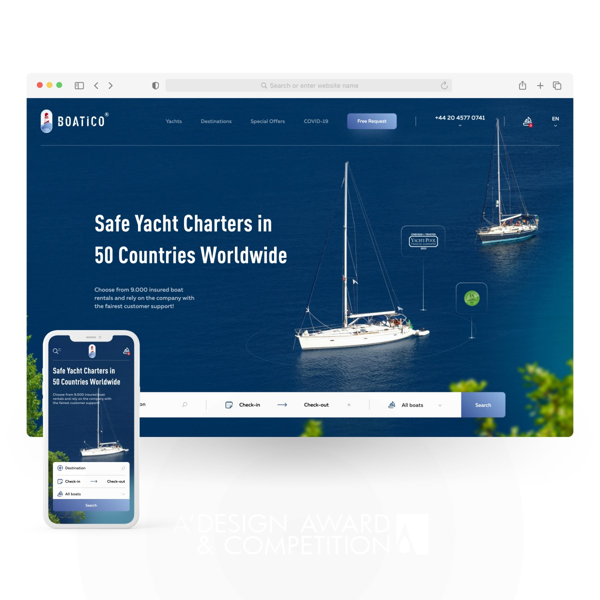 Boatico Website by Alice Kalnitska Iron Website and Web Design Award Winner 2022 