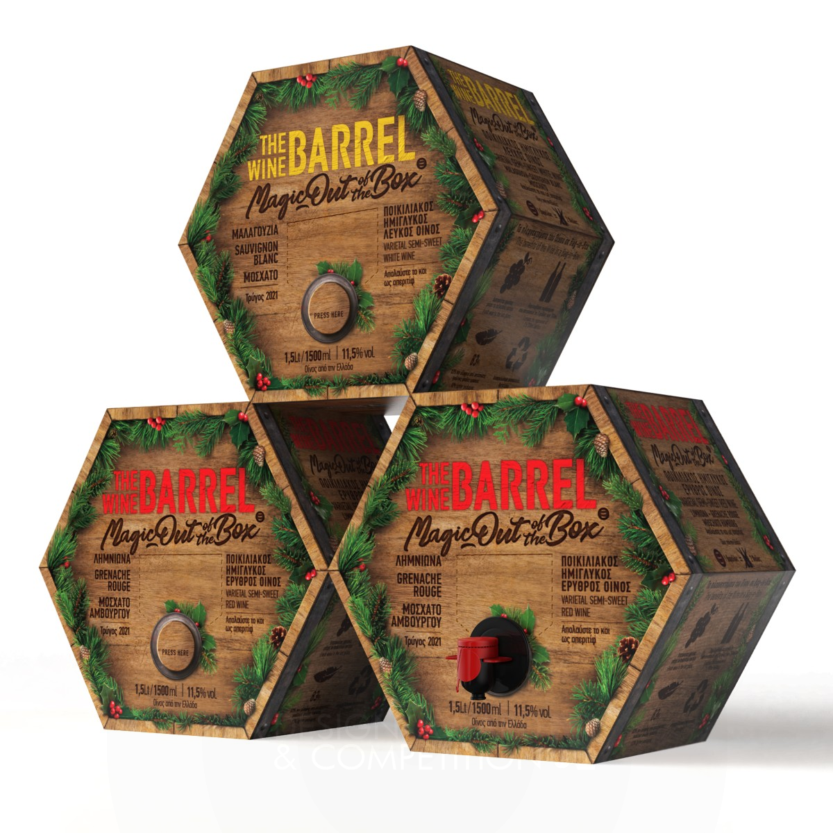 The Wine Barrel Xmas Limited Edition Packaging by Antonia Skaraki Iron Packaging Design Award Winner 2023 