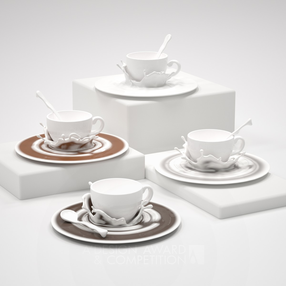 Splashy Cup and Saucer Sets by Jessica Zhengjia Hu Iron Bakeware, Tableware, Drinkware and Cookware Design Award Winner 2023 