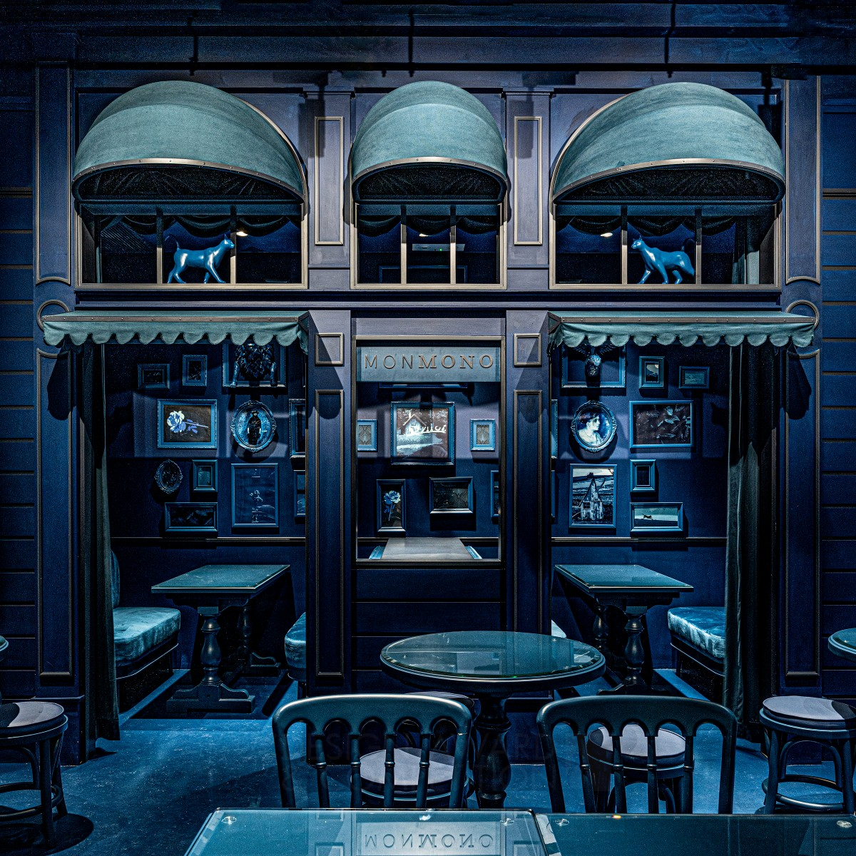 Monmono Blue Restaurant and Gallery by Alvan Suen Silver Interior Space and Exhibition Design Award Winner 2023 