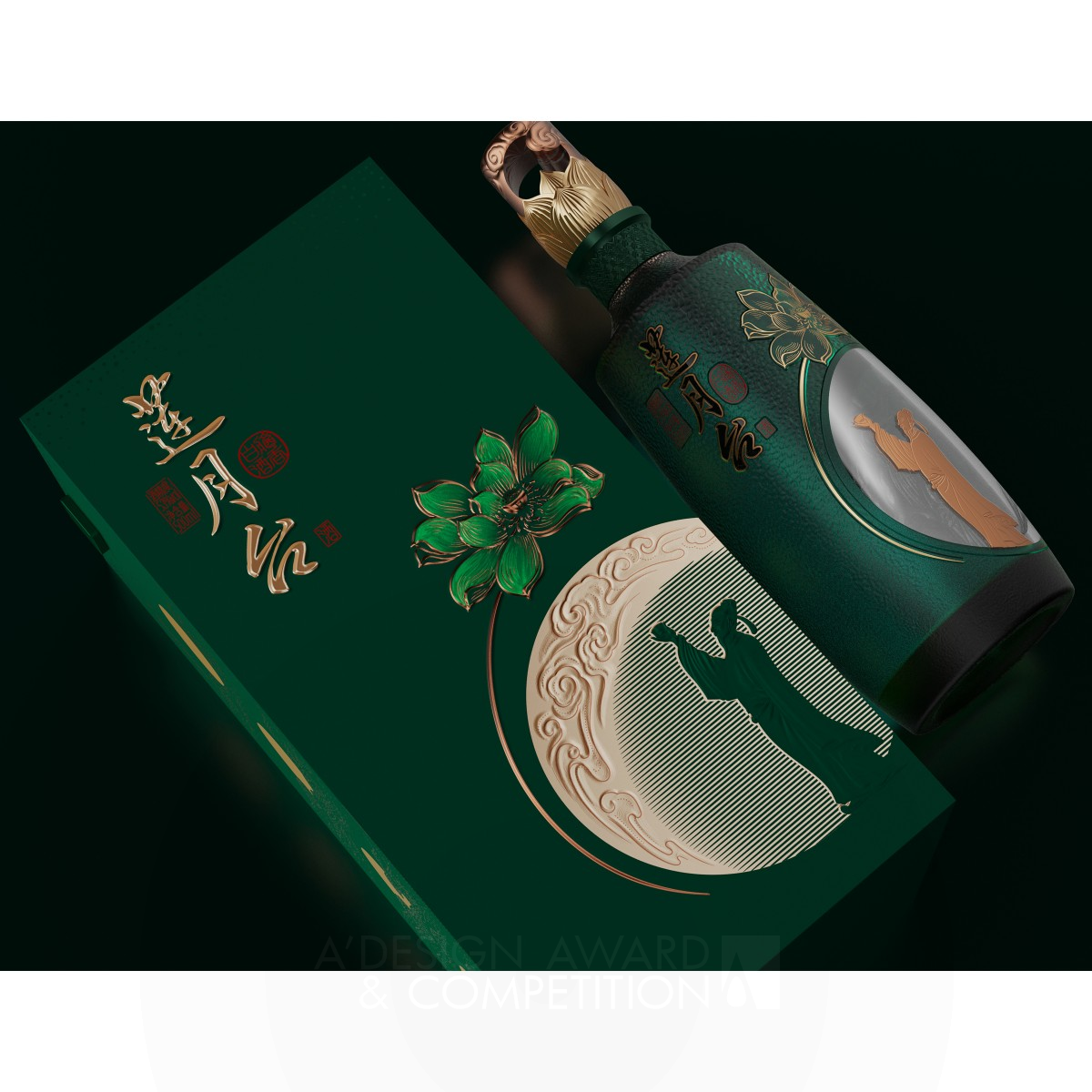 Lotus Moon Chinese Baijiu Packaging by Yingsong Chen Iron Packaging Design Award Winner 2023 