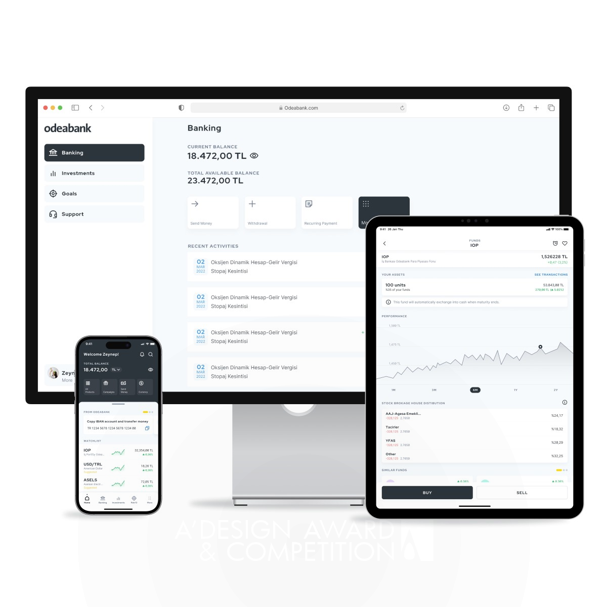 Odea Holistic Finance App by Odeabank A.S Bronze Mobile Technologies, Applications and Software Design Award Winner 2023 