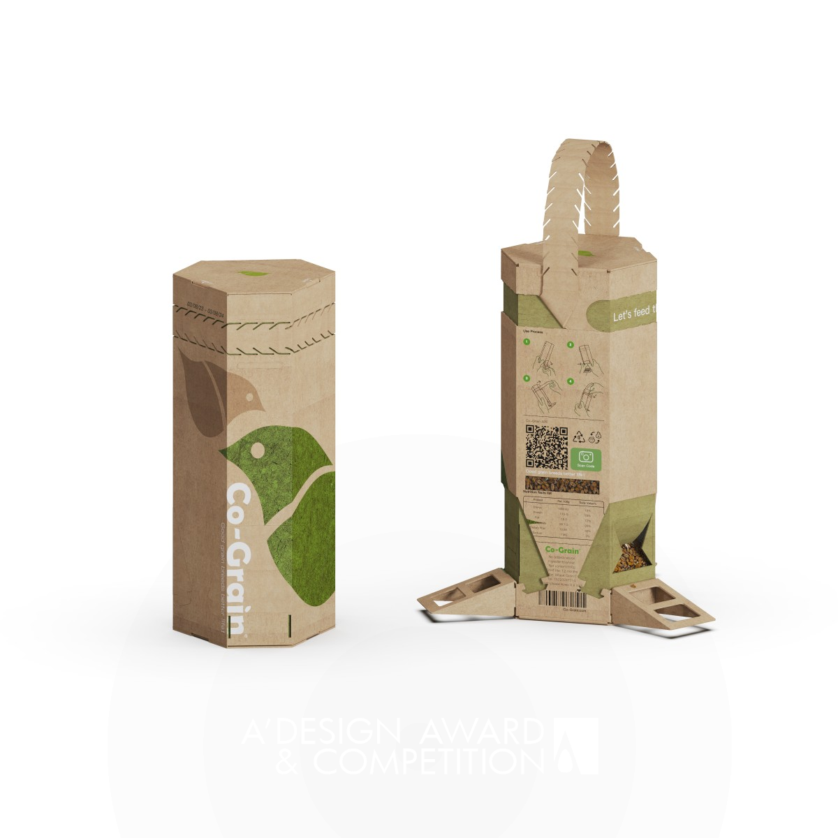 Co-Grain Bird Feeder Cereal Pack by Lide Ma, Zhiyi Zou and Yuxuan Mao Bronze Packaging Design Award Winner 2023 