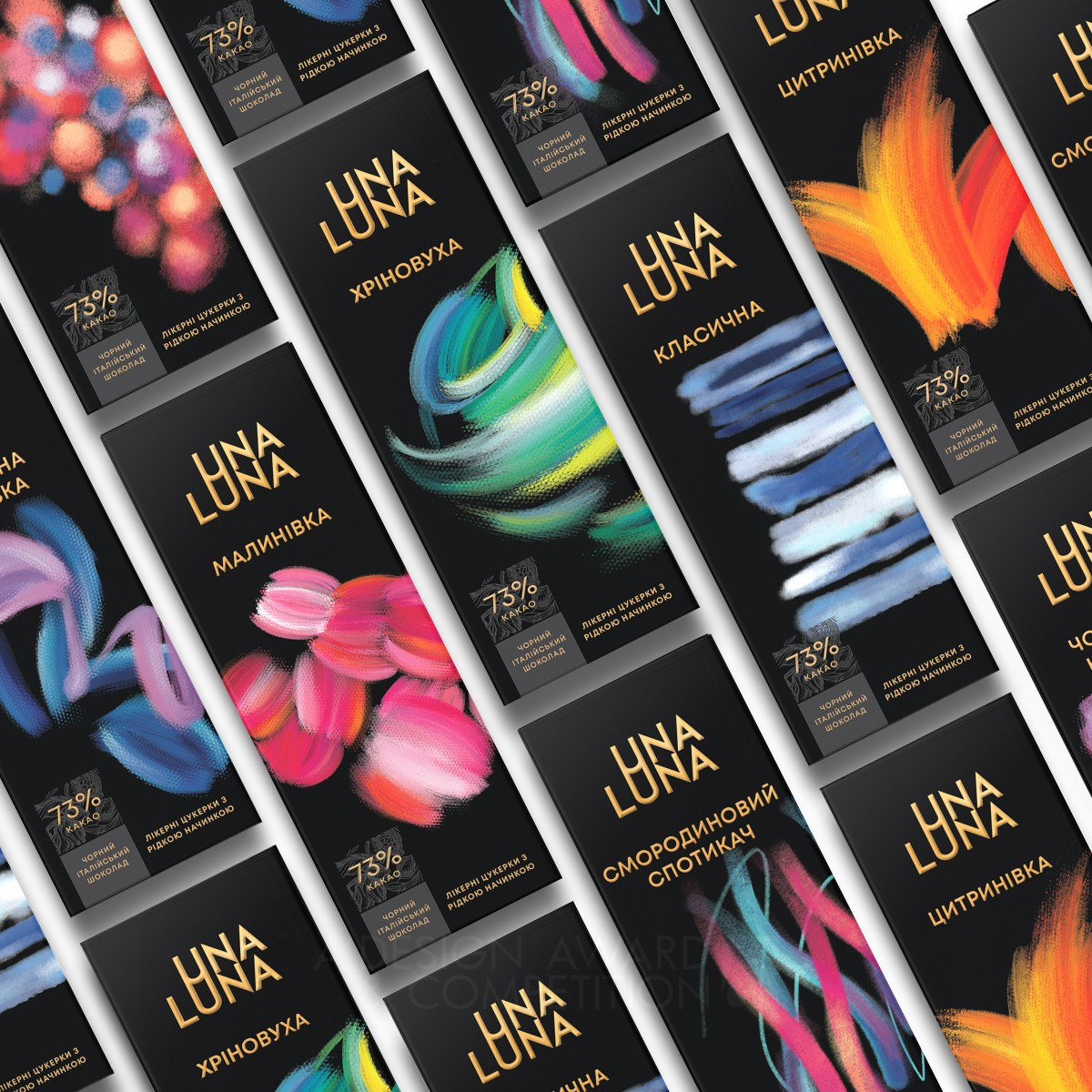 Una Luna Collection Candy Packaging by Olha Takhtarova Silver Packaging Design Award Winner 2023 