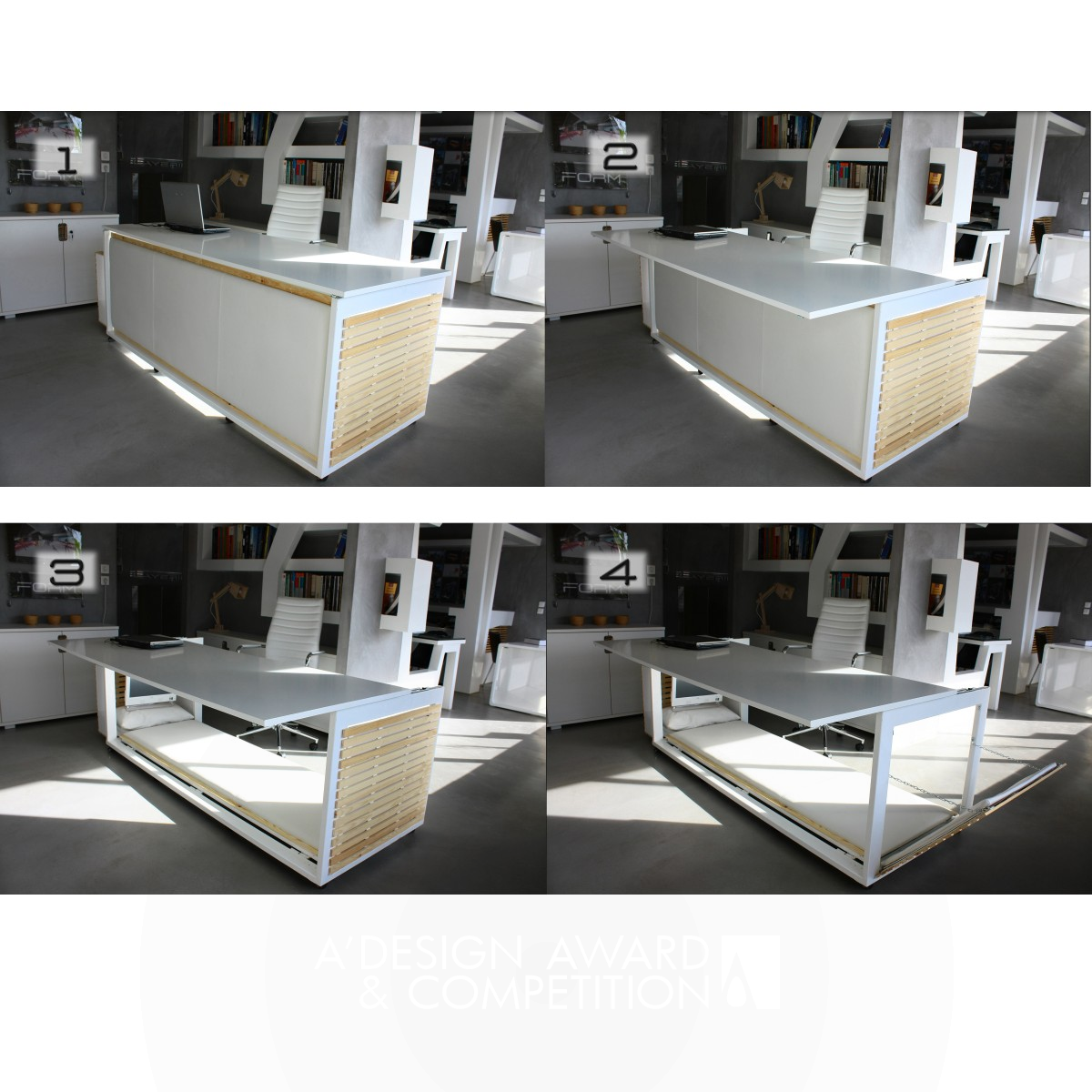 1, 6 S.m. of Life Desk Convertible to Bed by Athanasia Leivaditou Silver Office Furniture Design Award Winner 2011 