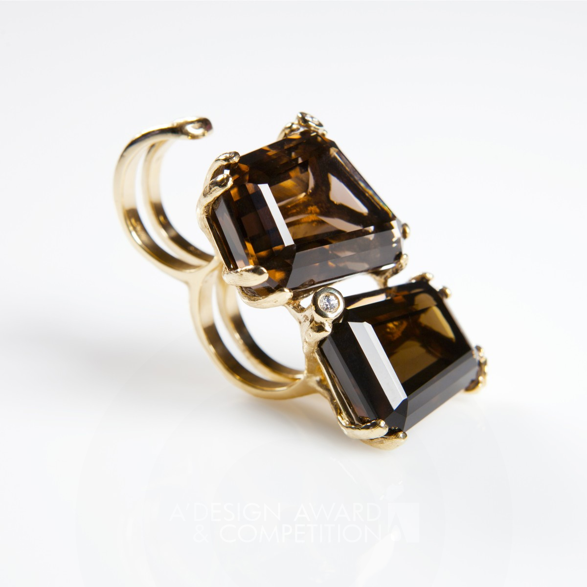 Asymmetrics + Diamonds Double Ring by Marcia Budet Golden Jewelry Design Award Winner 2012 