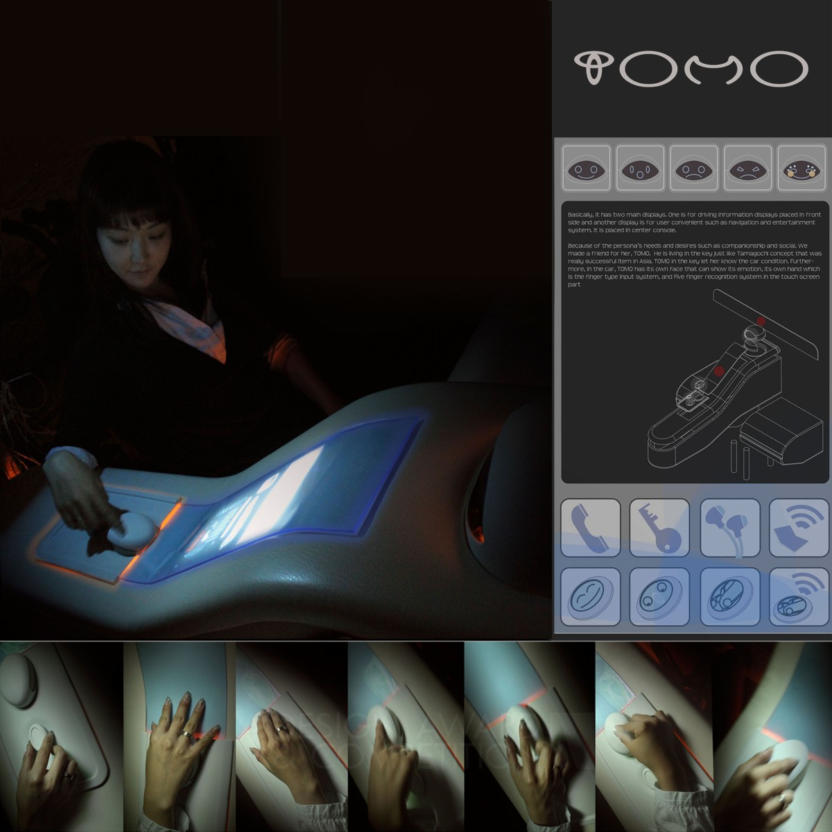 TOMO branding & interface design Interface System For Future Car by Eunice Young Tak Golden Interface, Interaction and User Experience Design Award Winner 2012 