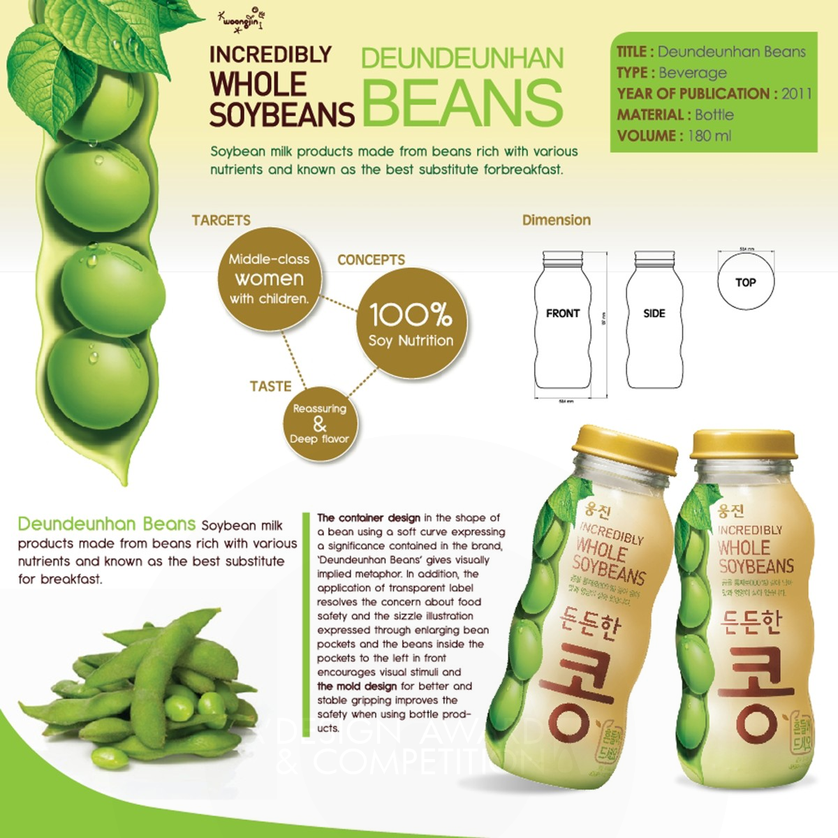 Deundeunhan Beans Beverage by Woongjin Food Design Team Platinum Packaging Design Award Winner 2012 