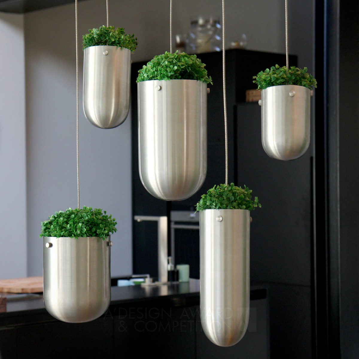 Floating Garden Hanging Flowerpots by Gabriella Asztalos Silver Furniture Design Award Winner 2013 