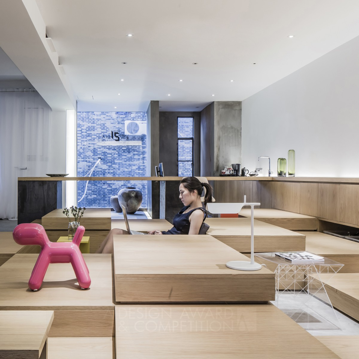 Wooden boxes Multifunctional Office by Shen Qiang Silver Interior Space and Exhibition Design Award Winner 2014 