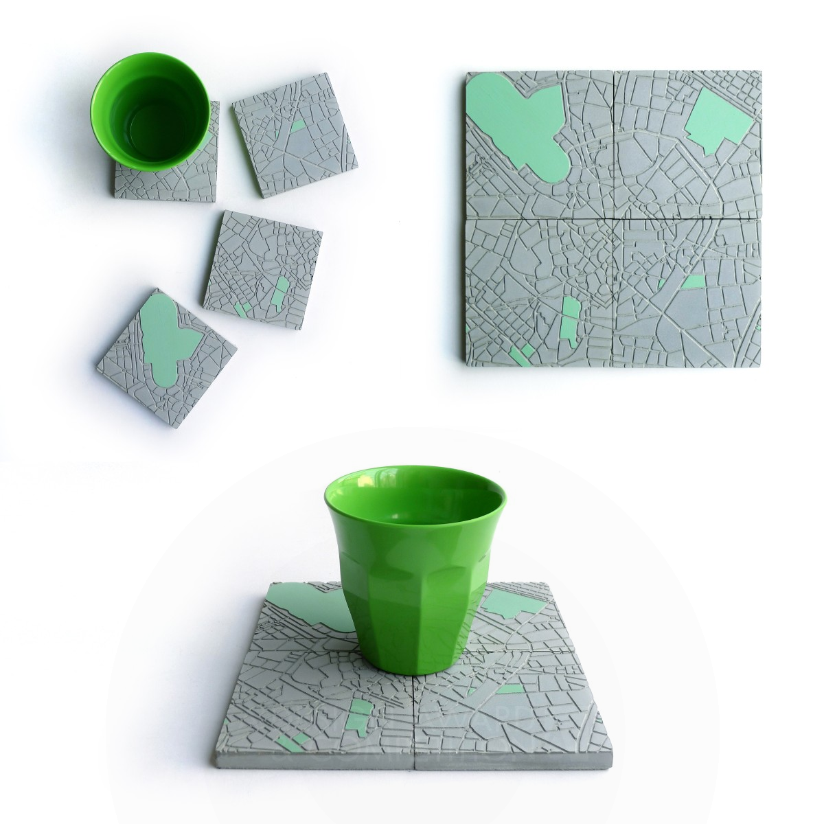 The Concrete Cities  Coasters by A Future Perfect Silver Bakeware, Tableware, Drinkware and Cookware Design Award Winner 2014 