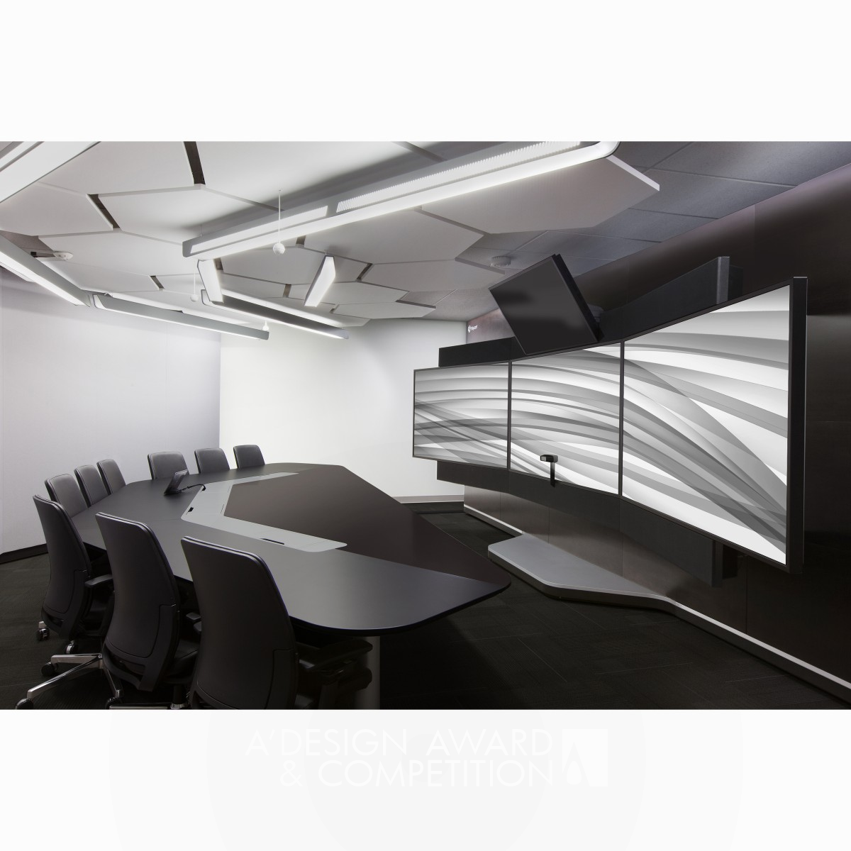 Polycom RealPresence Immersive Studio Video Collaboration Room by Pip Tompkin Studio Silver Interior Space and Exhibition Design Award Winner 2014 