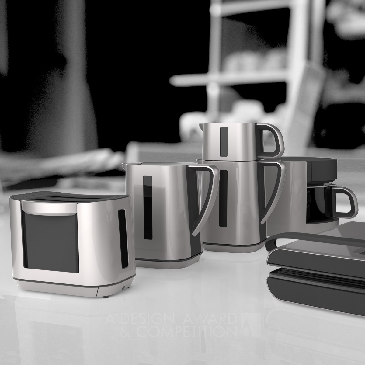 ECKIG breakfast set Kettle, Coffee and Tea Machine, Toaster by Vestel ID Team Silver Home Appliances Design Award Winner 2014 