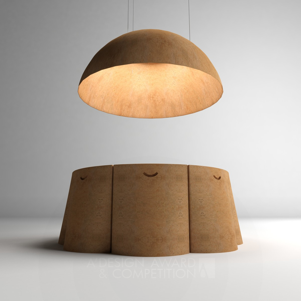 Ayers Cork Table, chair, luminaire. by Albertina Oliveira Bronze Furniture Design Award Winner 2015 