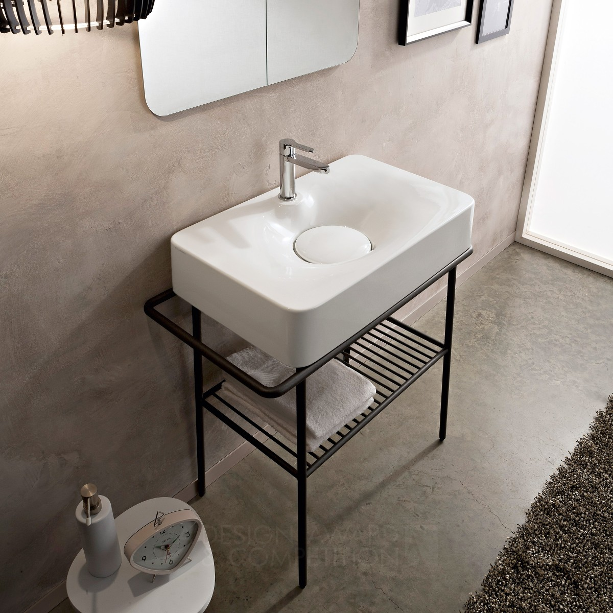 Fuji 70R with console Washbasin and console by Emo design for Scarabeo Ceramiche S.r.l Golden Bathroom Furniture and Sanitary Ware Design Award Winner 2015 