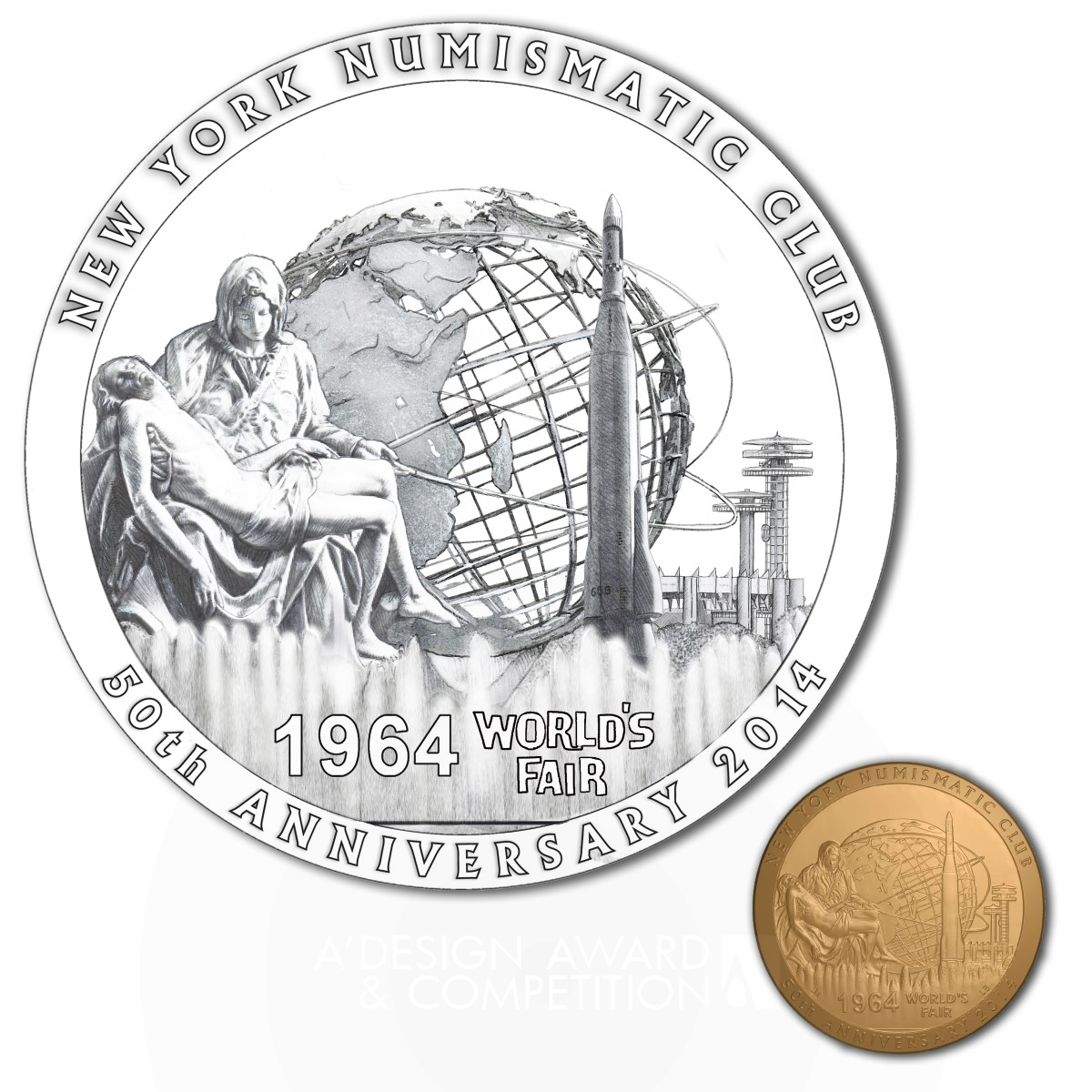 50th Anniversary 1964 World's Fair Bronze medal by Joel Iskowitz Bronze Awards, Prize and Competitions Design Award Winner 2015 