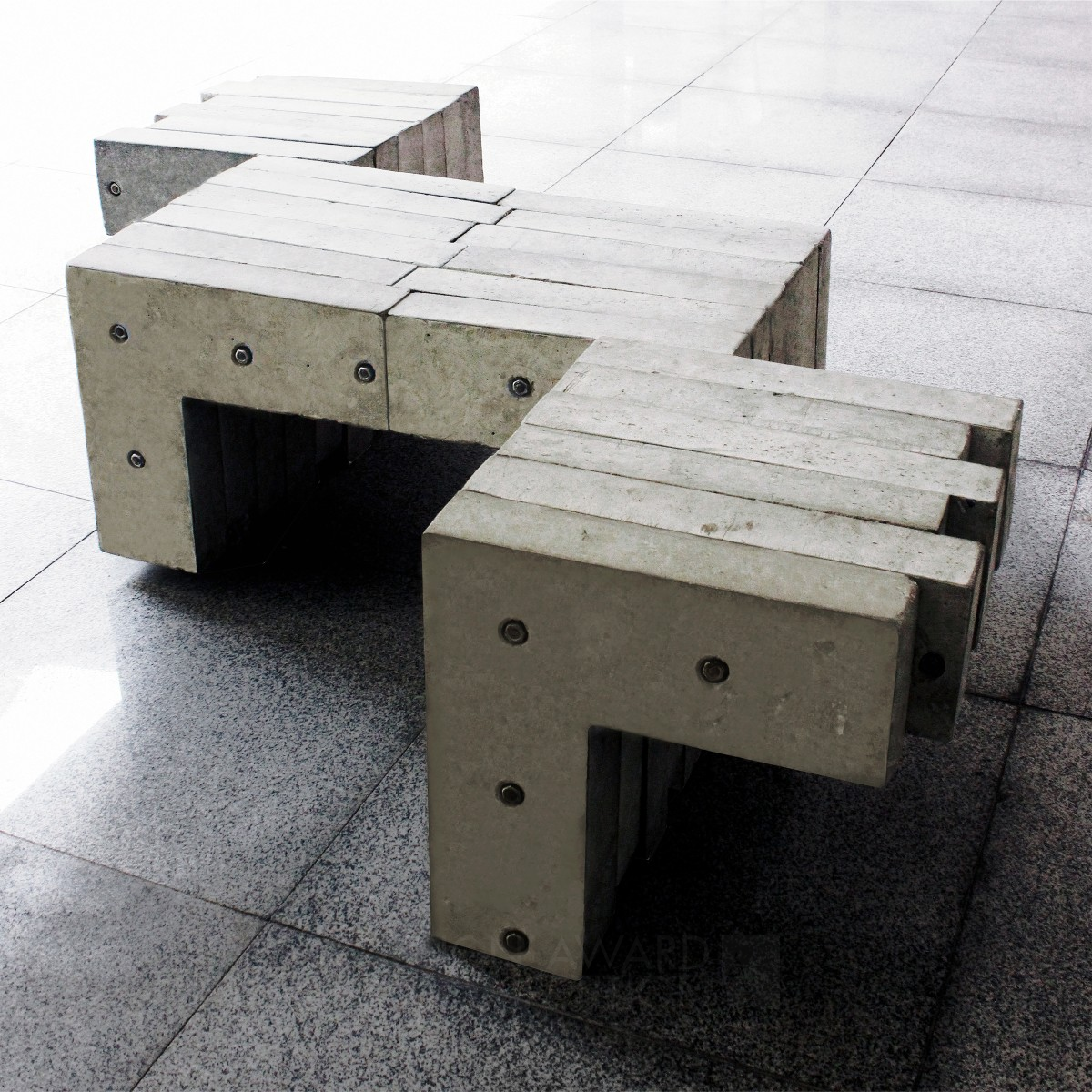 Public seat L-shape concrete seat by Product Design R&D Center of SWJTU Silver Street Furniture Design Award Winner 2015 