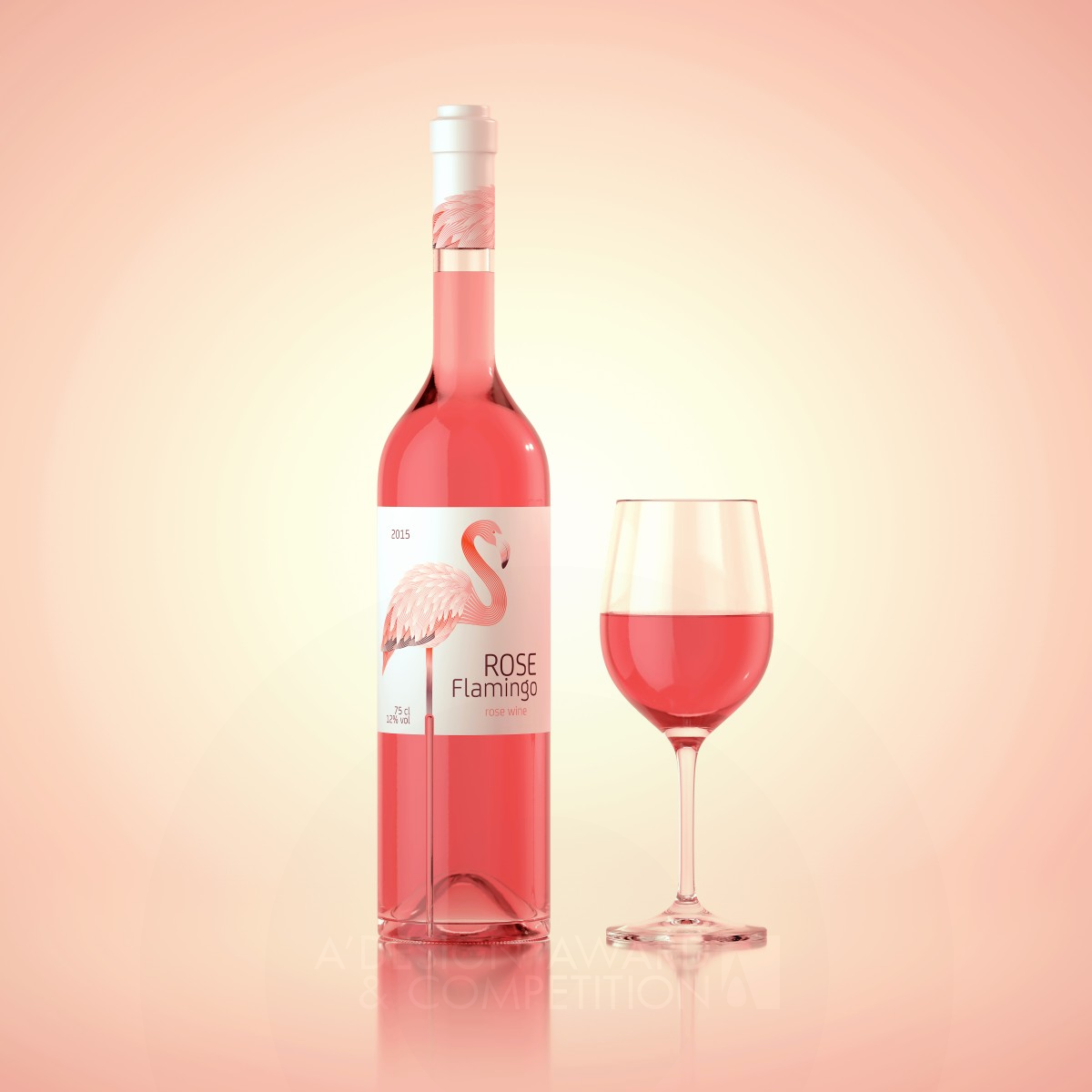 Rose Flamingo Rose wine by WaldemarArt Design Studio Silver Packaging Design Award Winner 2016 