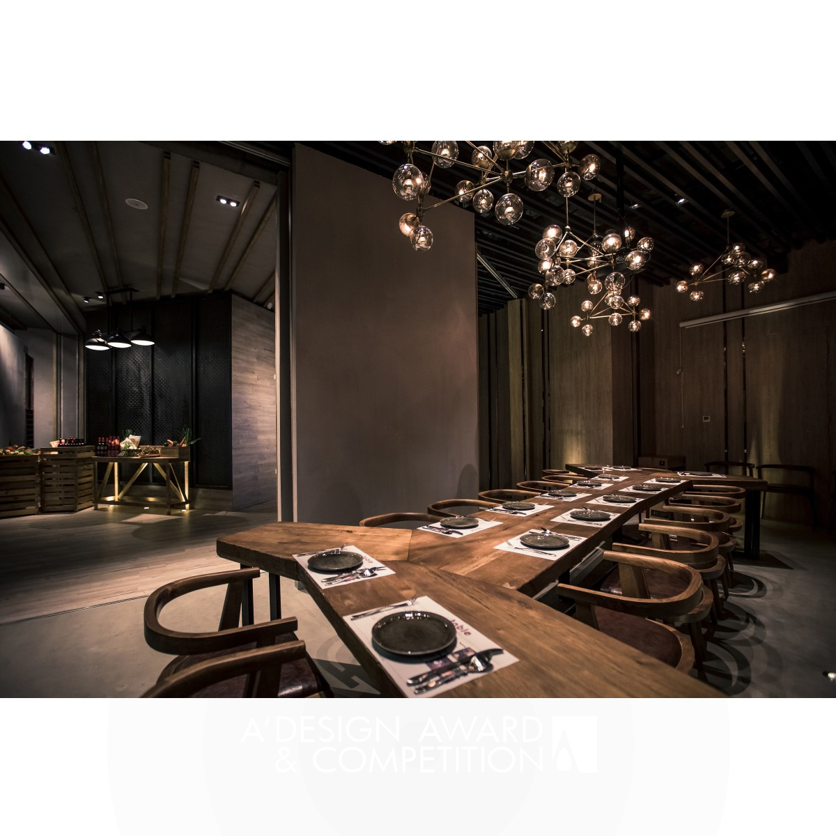 eating table restaurant Interior Space Design by Wenzhi Liu Silver Interior Space and Exhibition Design Award Winner 2016 