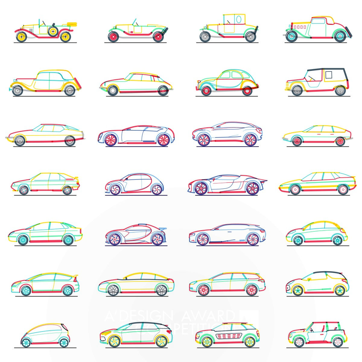 Citroen in lines Illustration by Nikolay Ivanov Golden Graphics, Illustration and Visual Communication Design Award Winner 2016 