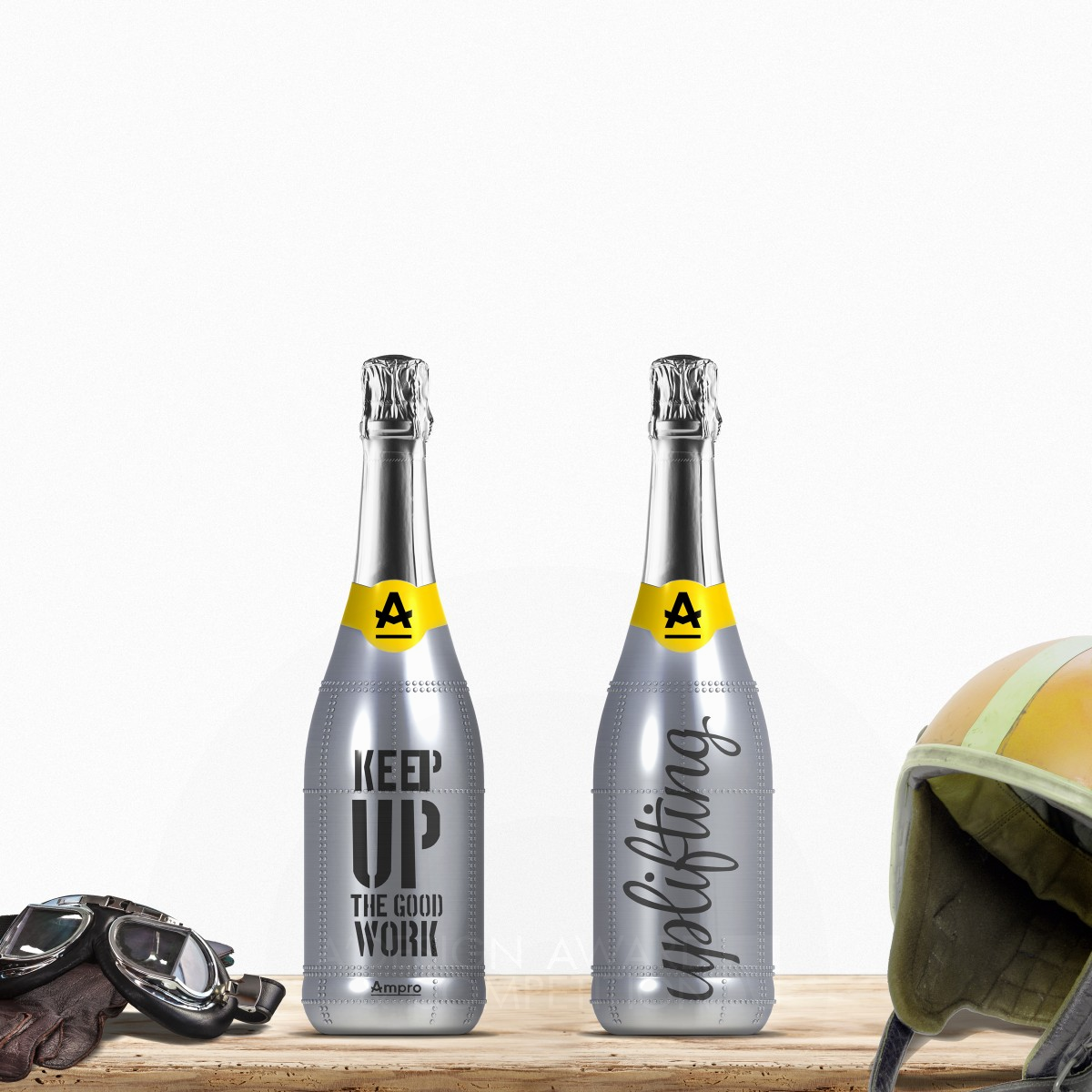 Selfpromo Champagne Bottle by Ampro Design Silver Packaging Design Award Winner 2016 