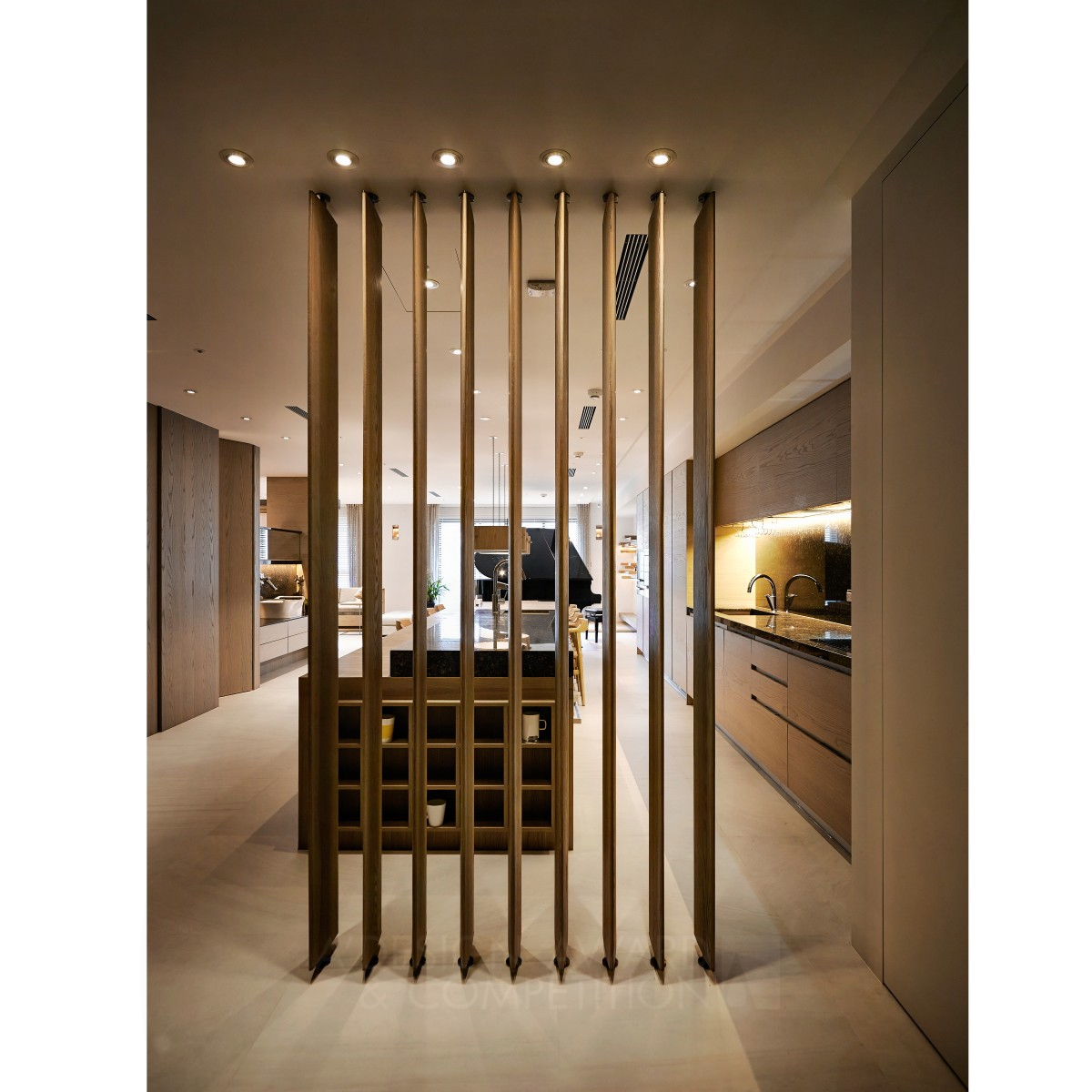 Lobby Stretched Residential House by JD YIN Bronze Interior Space and Exhibition Design Award Winner 2016 