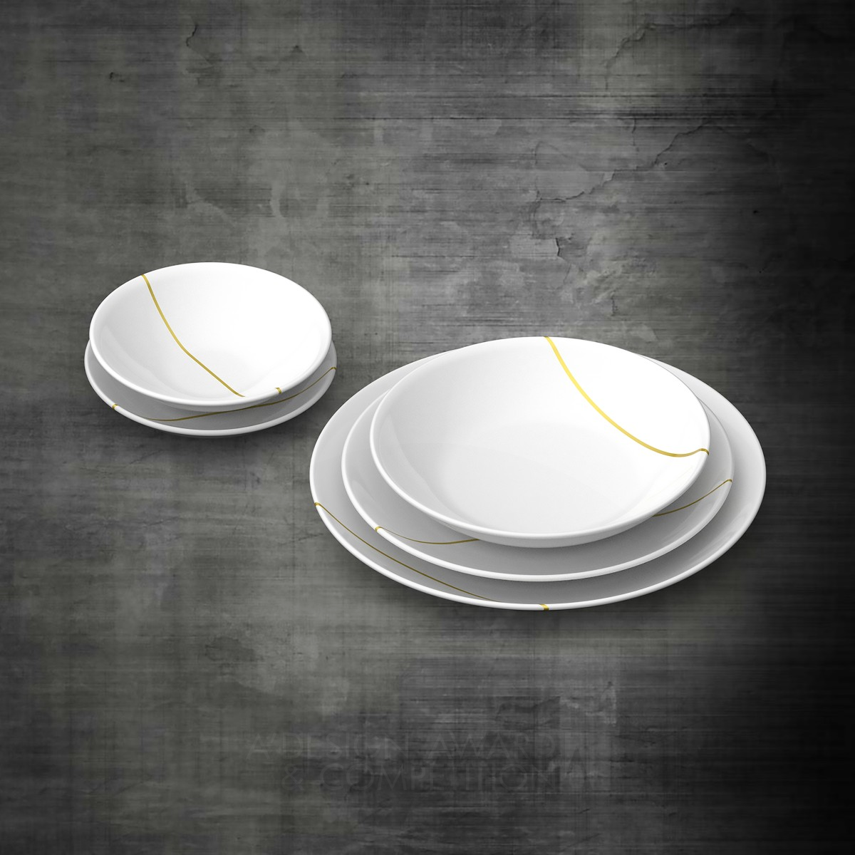 Kintsugi Tableware Set by Davide Chiesa and Andrea Croci Silver 3D Printed Forms and Products Design Award Winner 2017 