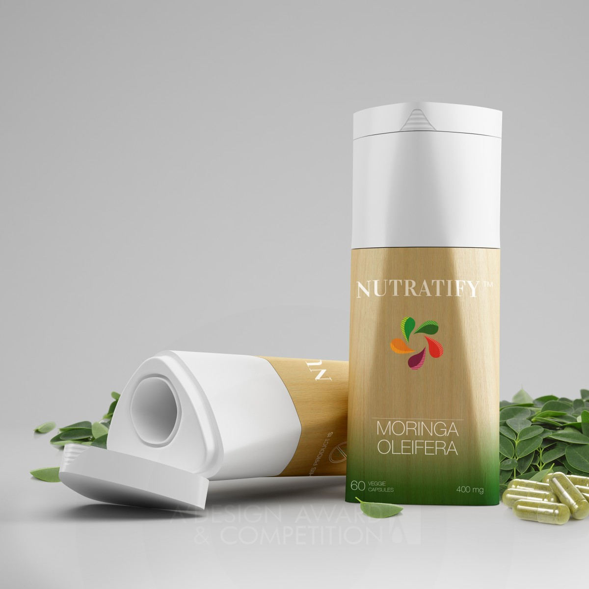 Nutratify Capsules container by Max Bessone Bronze Packaging Design Award Winner 2017 