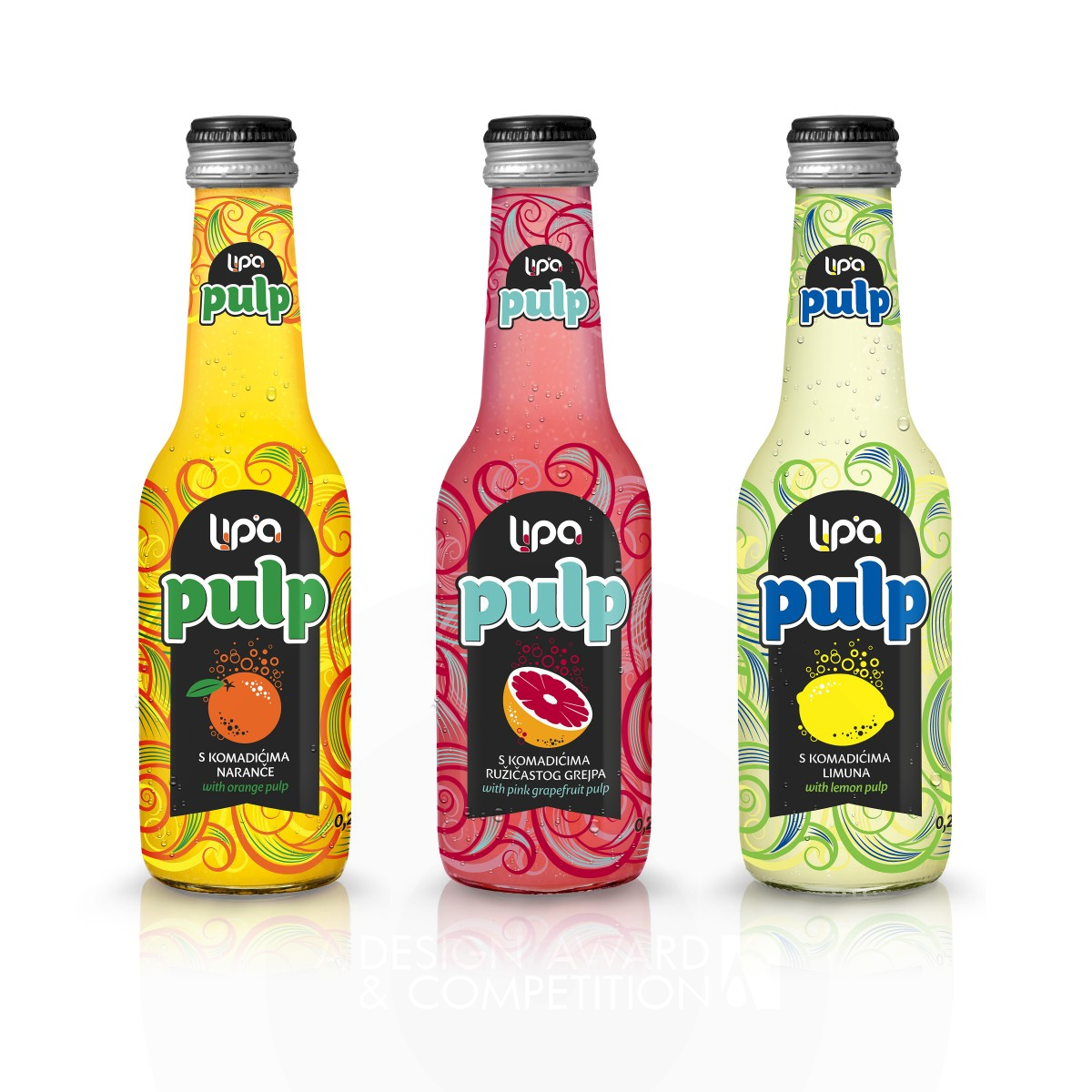 LIPA PULP Carbonated beverage by Damirdesign & Co. Bronze Packaging Design Award Winner 2017 