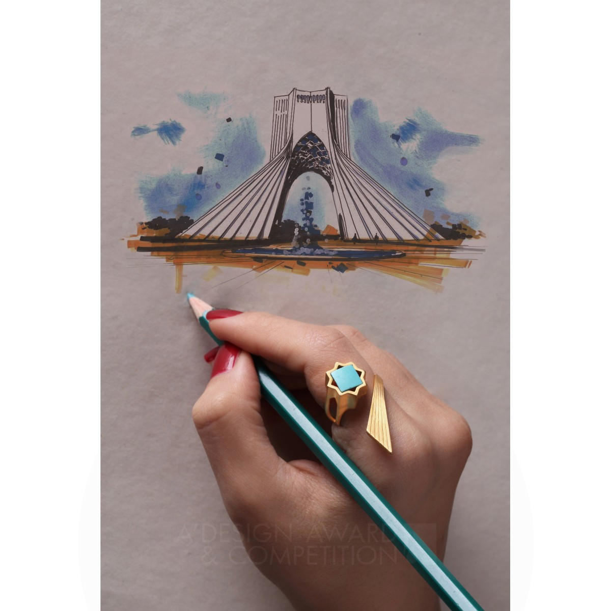 Azadi Tower Ring by Somayeh Kianpour Silver Jewelry Design Award Winner 2017 