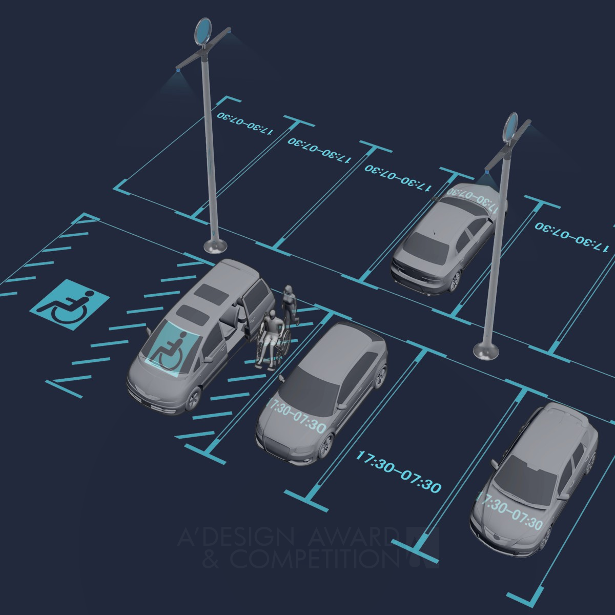 Moonrise Projection Parking Space  by The School of Industrial Design in LAFA Silver Vehicle, Mobility and Transportation Design Award Winner 2017 