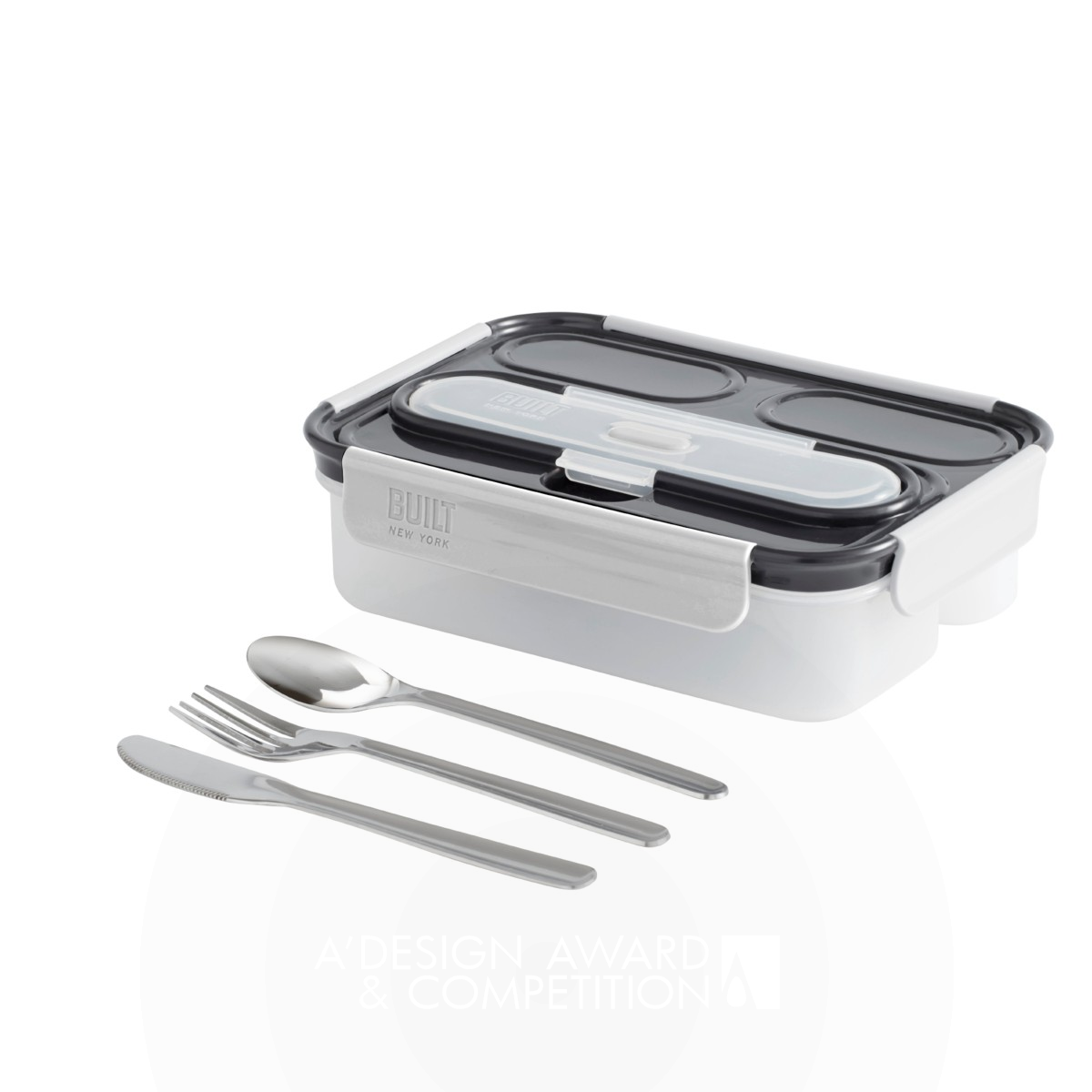 3 Compartment Gourmet Bento Lunch Container with utensils by Wei Young Bronze Bakeware, Tableware, Drinkware and Cookware Design Award Winner 2017 