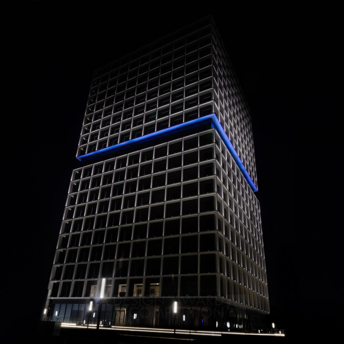 Office Tower Facade Lighting by Studio Illumine Silver Lighting Products and Fixtures Design Award Winner 2017 