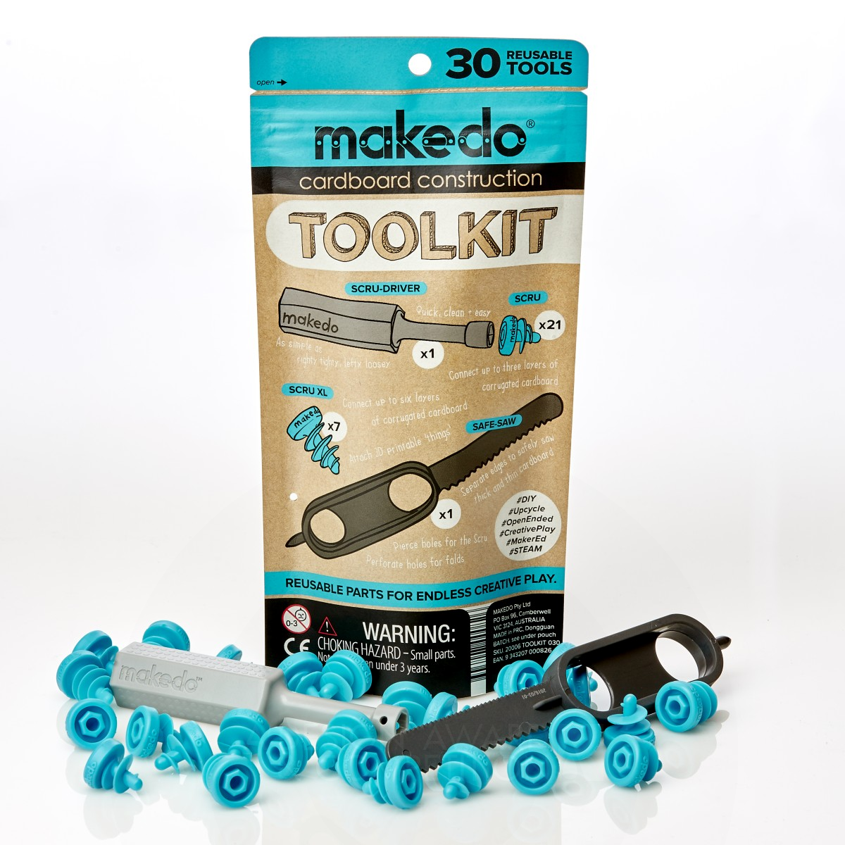 Makedo Toolkit Cardboard Construction System by Paul Justin Platinum Toys, Games and Hobby Products Design Award Winner 2017 