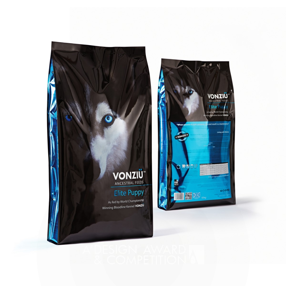 Vonziu Elite Puppy Dog Food Bag by Mark Turner Silver Packaging Design Award Winner 2017 