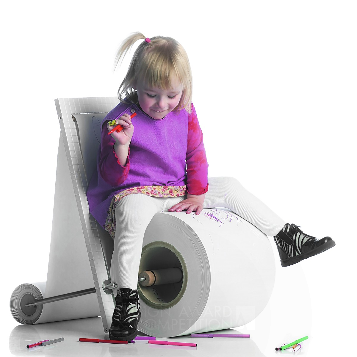 Children Papers Chair Drawing chair  by Charlotte Friis Silver Baby, Kids' and Children's Products Design Award Winner 2018 