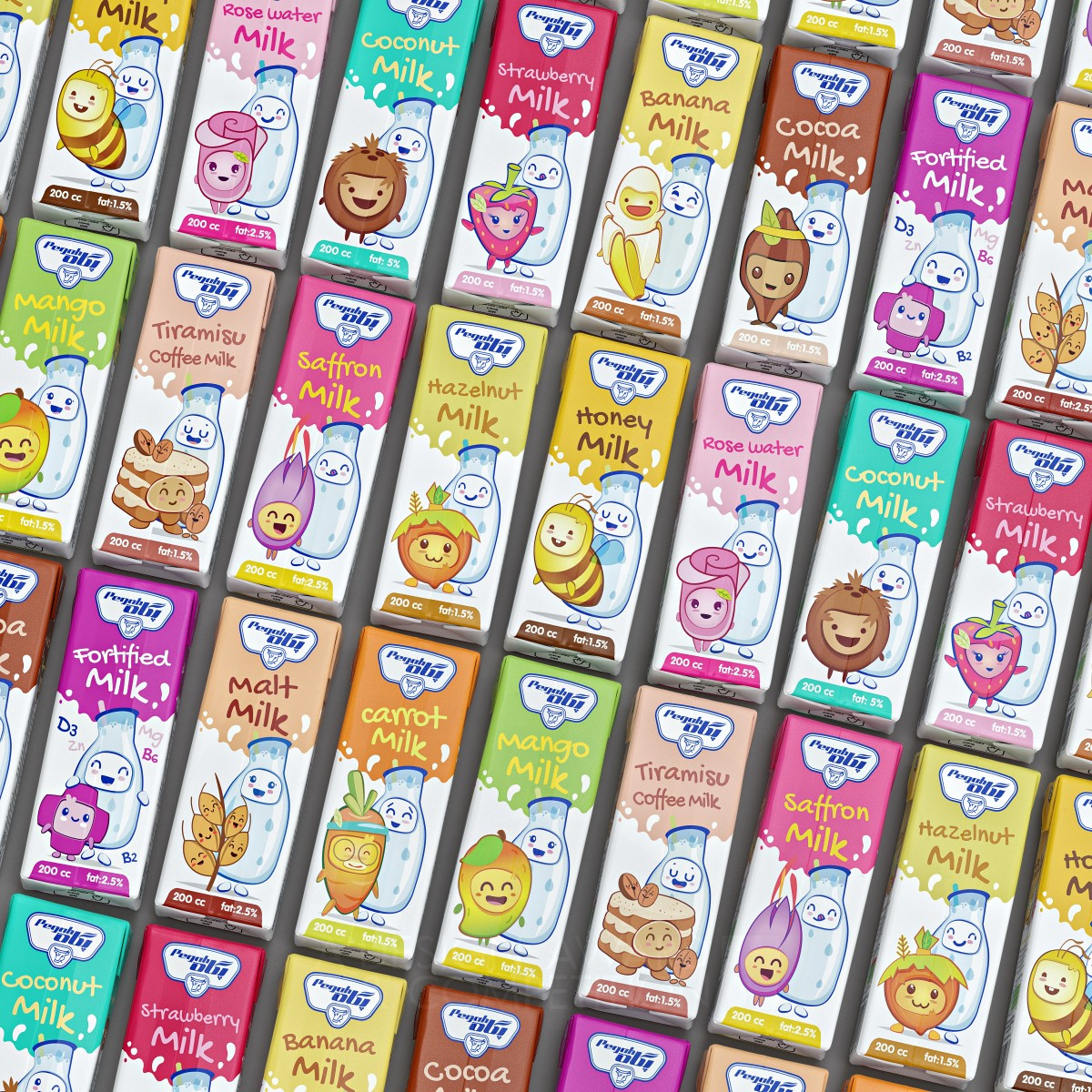 Pegah Flavored Milks Packaging by Hasan Yoghar Iron Packaging Design Award Winner 2018 