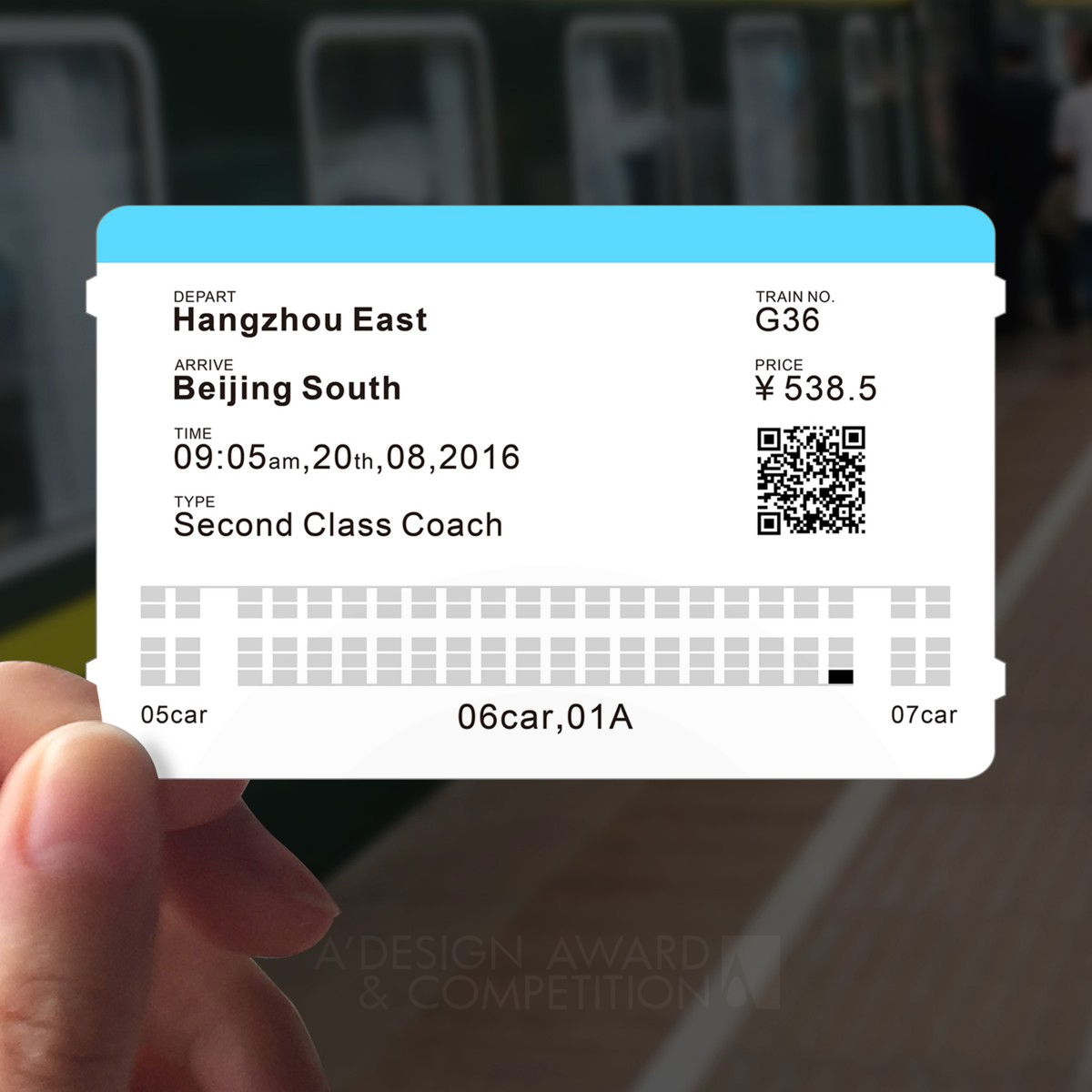 Seating Guide Train Ticket by WenKai Li and Dan Yu Bronze Meta, Strategic and Service Design Award Winner 2018 